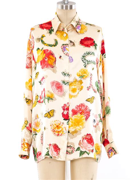 gucci floral silk shirt|Gucci silk shirt women's.